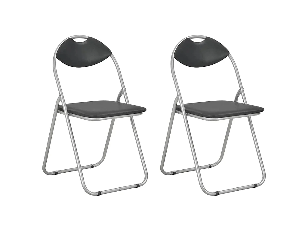 Chaises pliantes 2 pièces en similicuir noir