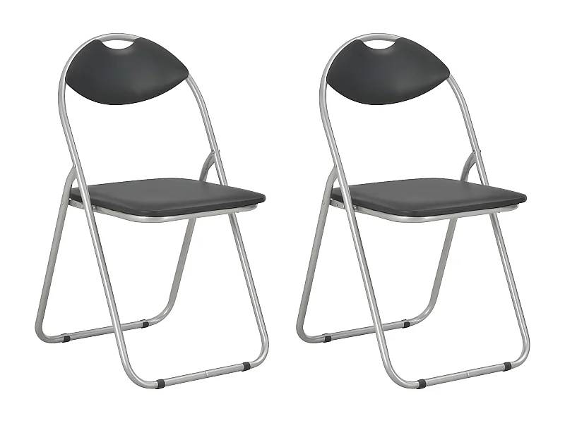 Chaises pliantes à manger lot de 2 noir similicuir
