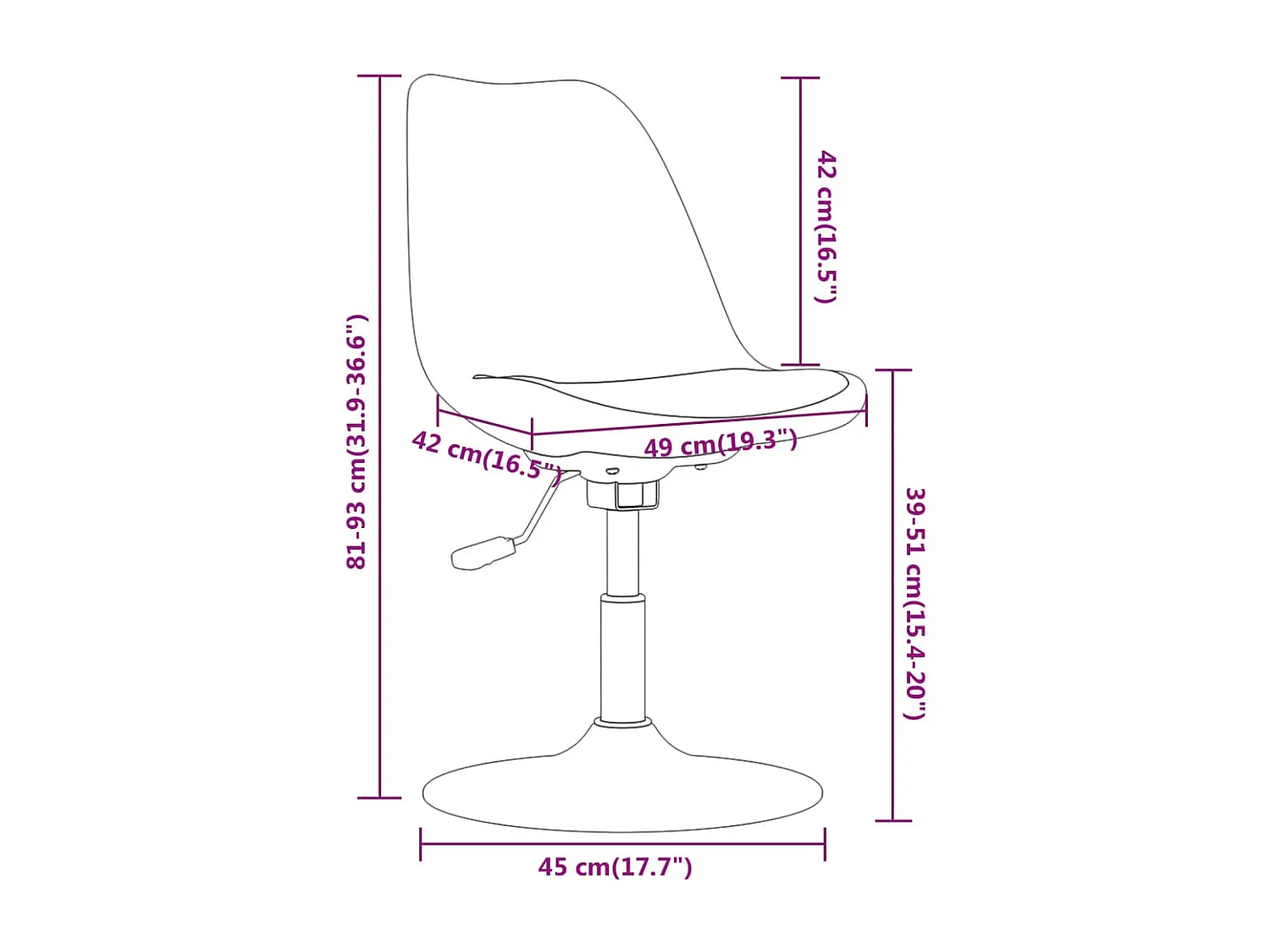 Chaises pivotantes à manger lot de 4 Gris foncé Tissu