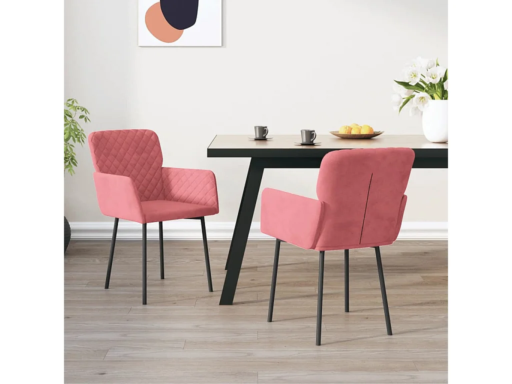 Esszimmerstühle 2 Stk. Rosa Samt