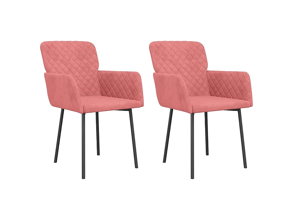 Sedie da Pranzo 2 pz Rosa in Velluto