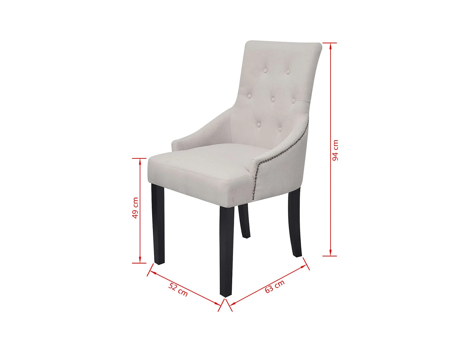 Chaises à manger lot de 4 gris crème tissu