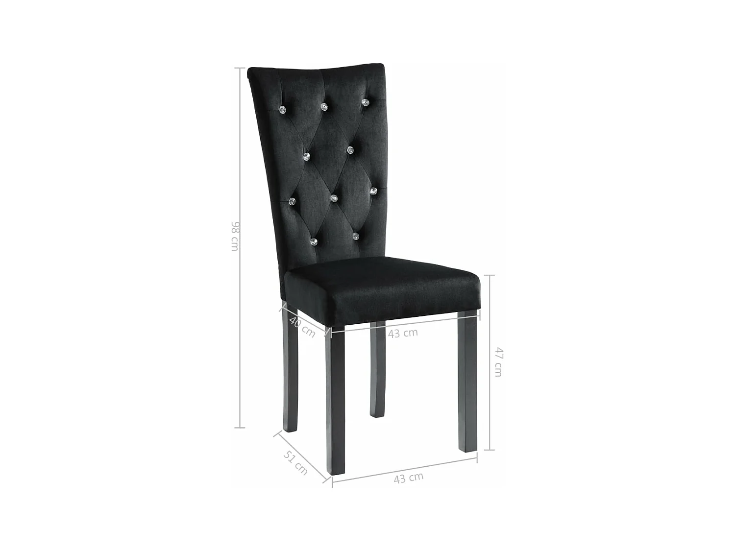 Chaises à manger lot de 2 Noir Velours