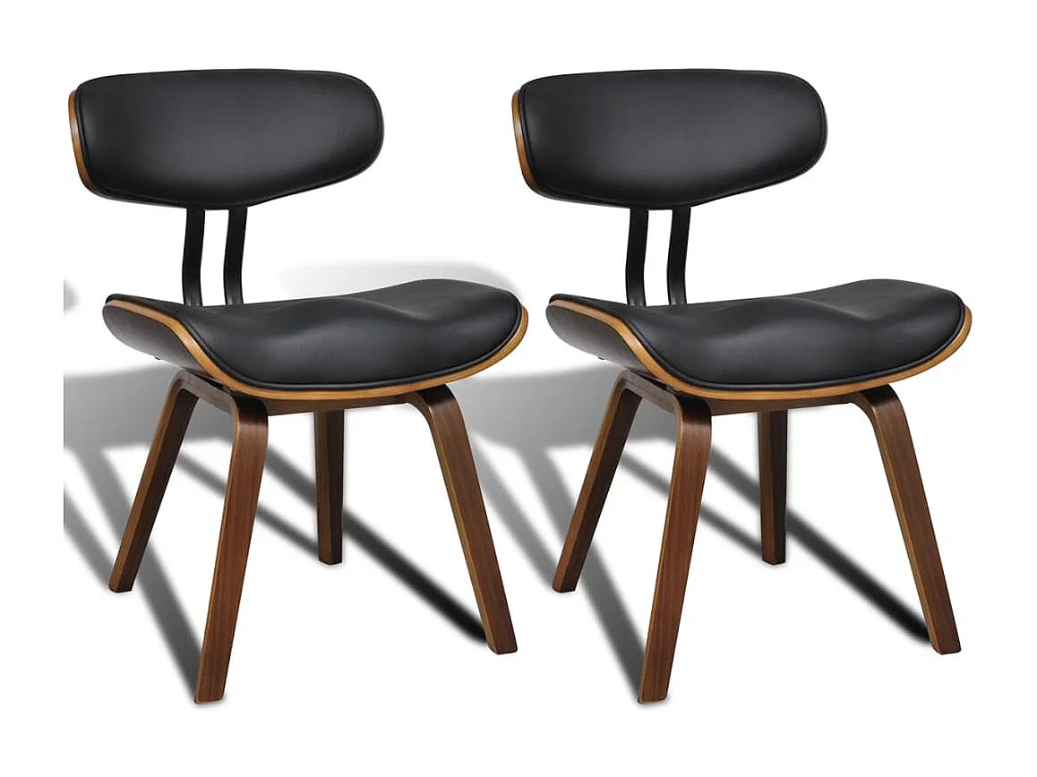 Cadeiras jantar 2 pcs madeira curvada e couro artificial