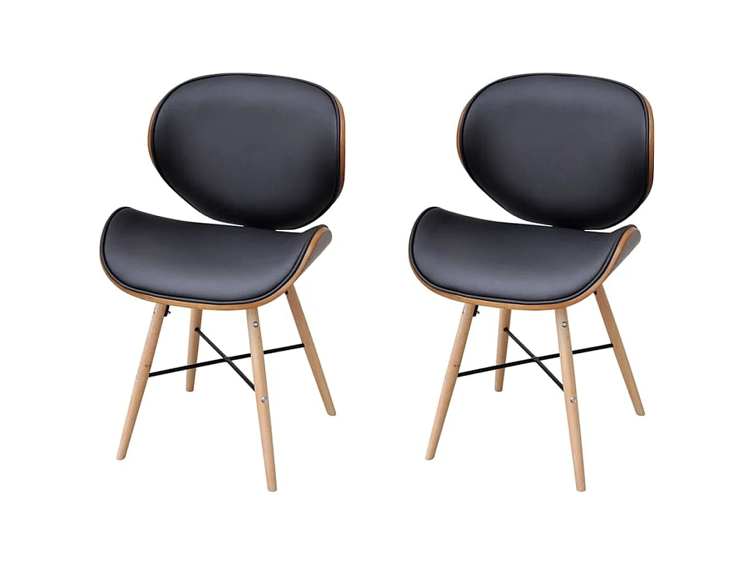 Eetkamerstoelen 2 st gebogen hout en kunstleer
