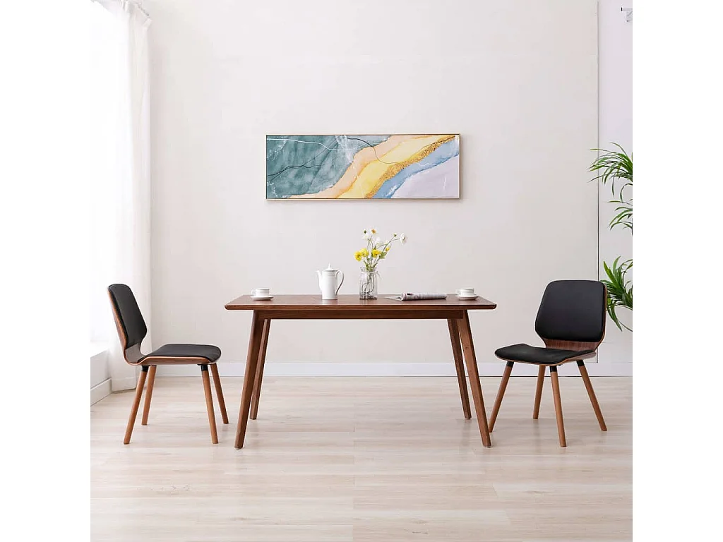 Cadeiras de jantar 2 pcs couro artificial preto