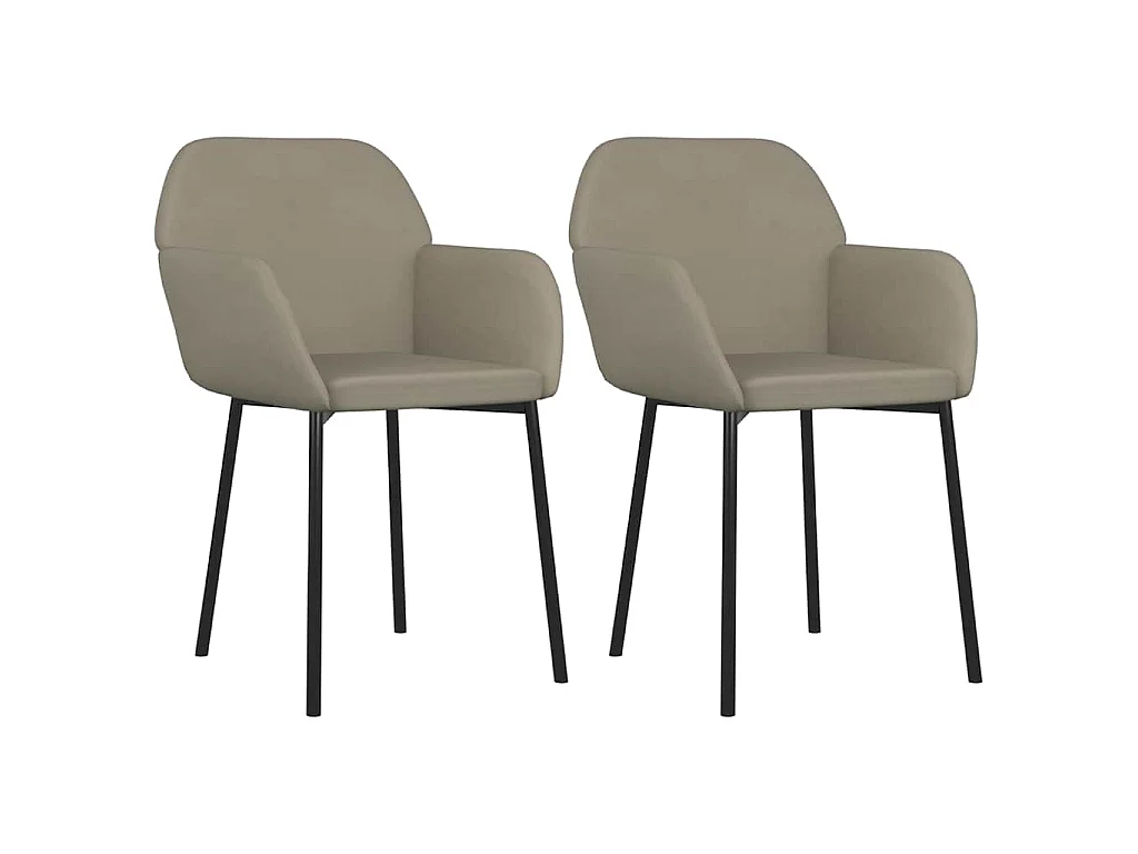 Chaises à manger lot de 2 Gris clair Velours