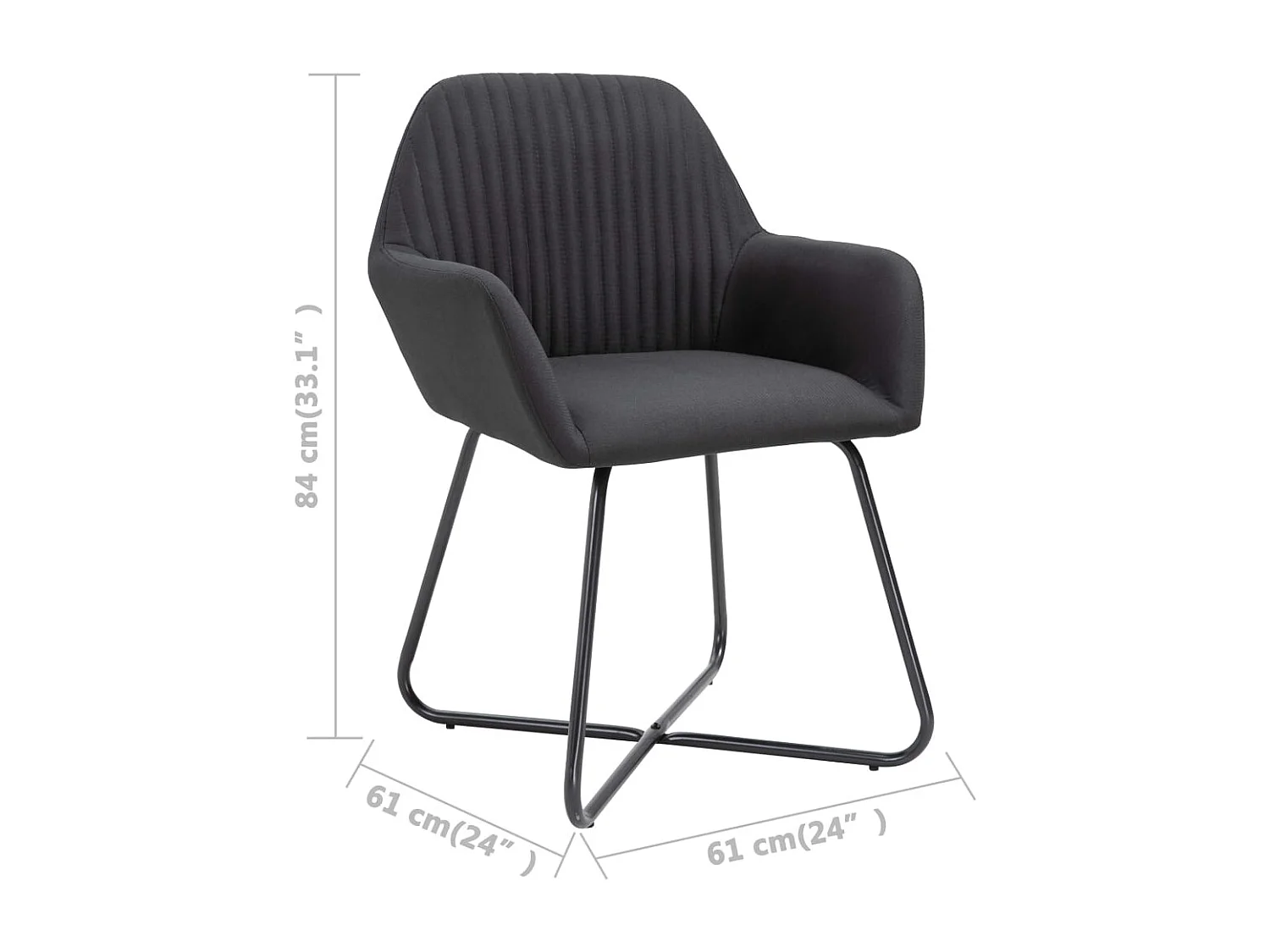 Eetkamerstoelen 2 st stof zwart