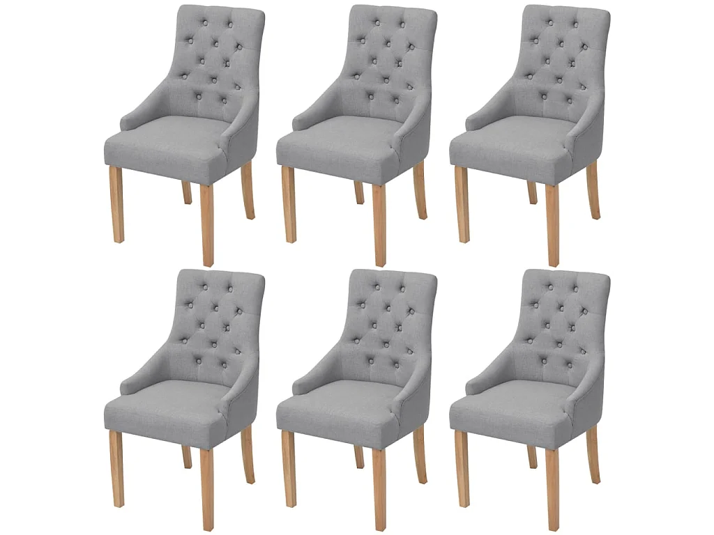 Chaises à manger lot de 6 gris clair tissu