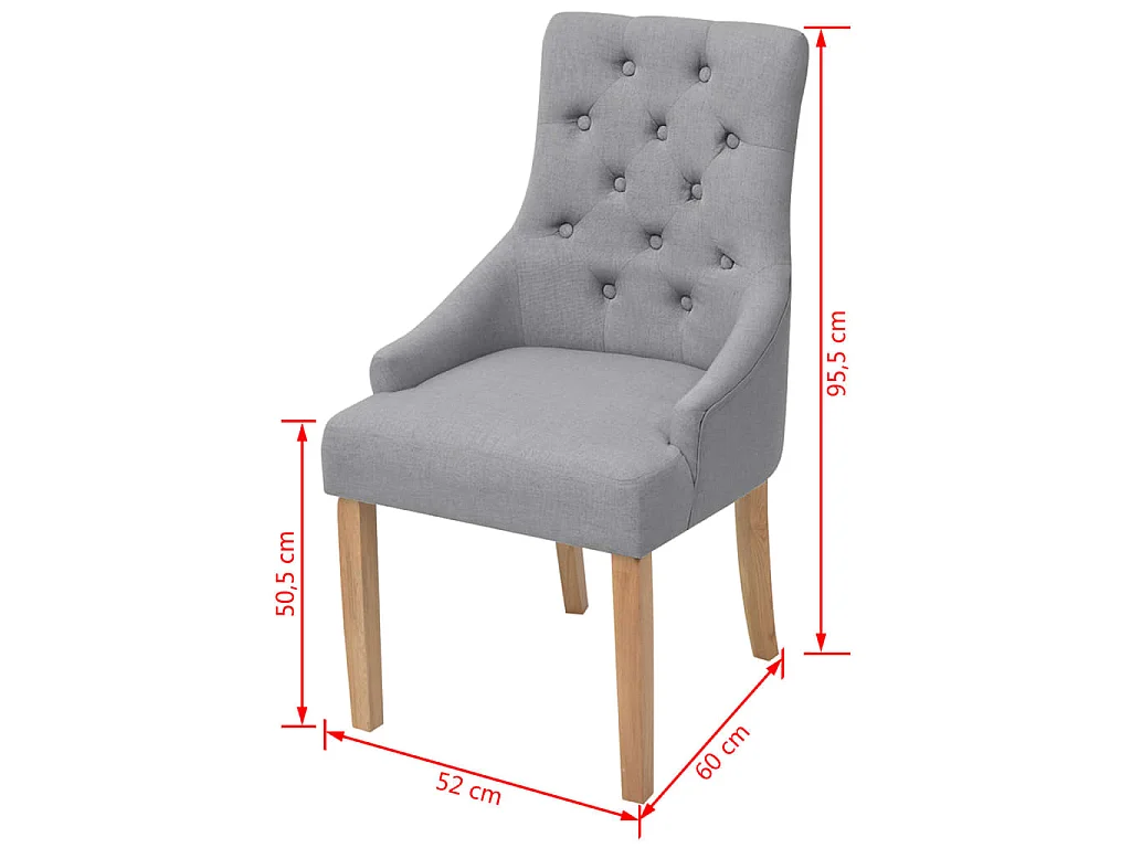 Chaises à manger lot de 6 gris clair tissu