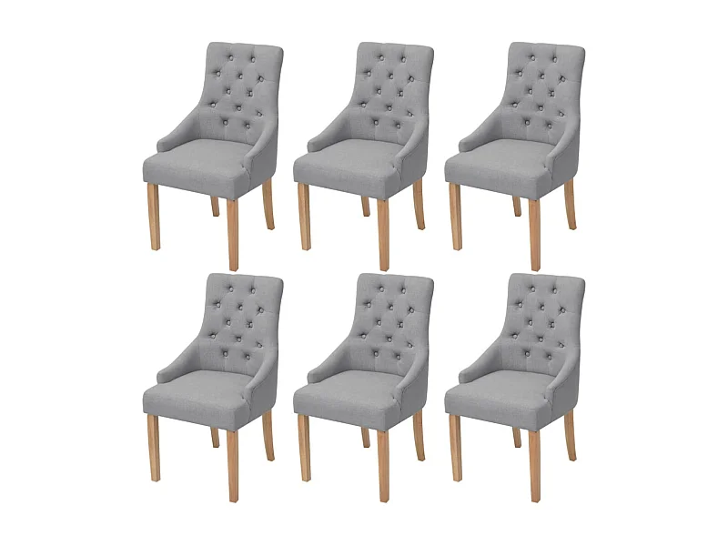 Esszimmerstühle 6 Stk. Hellgrau Stoff