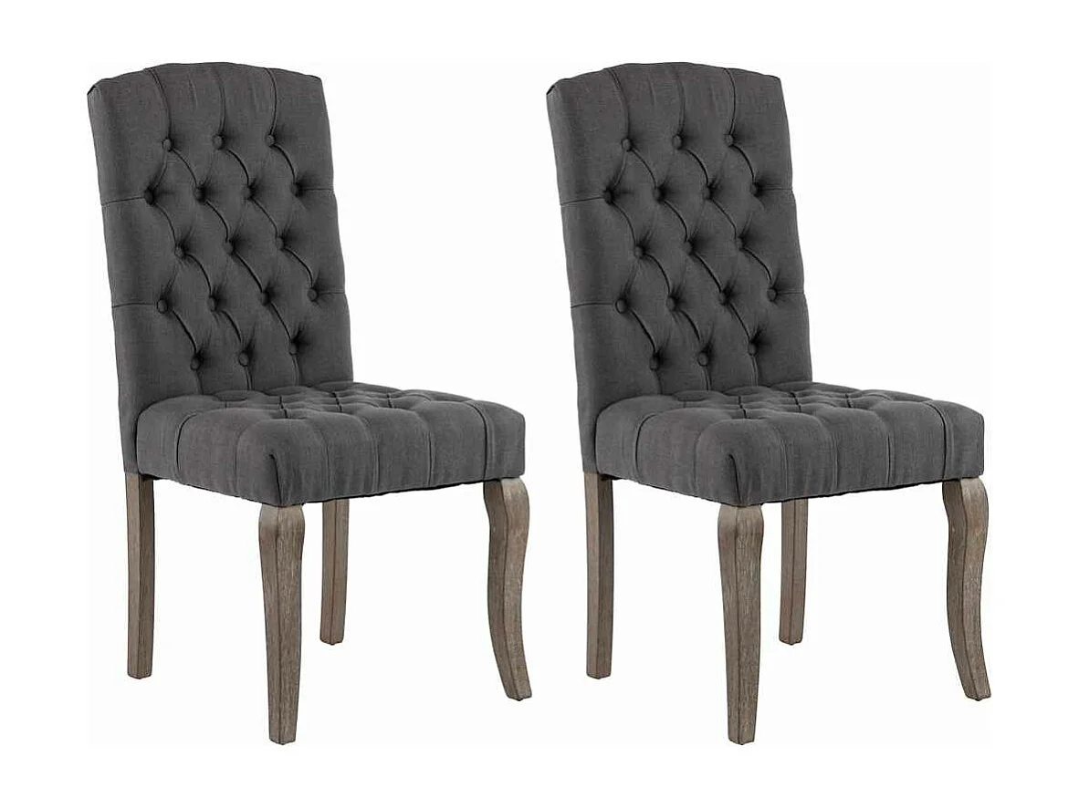 Chaises à manger lot de 2 gris tissu à l'aspect de lin