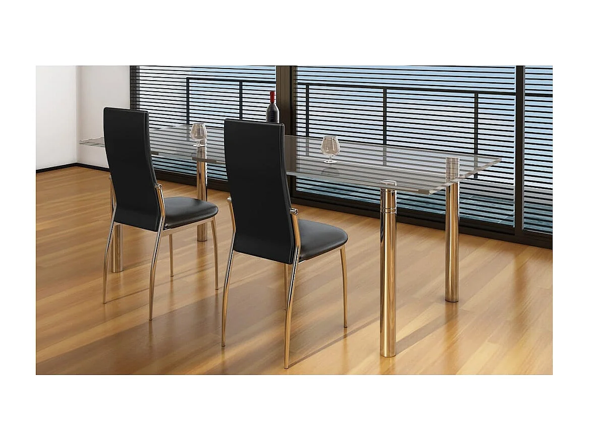 Sillas de comedor 2 unidades cuero sintético negro