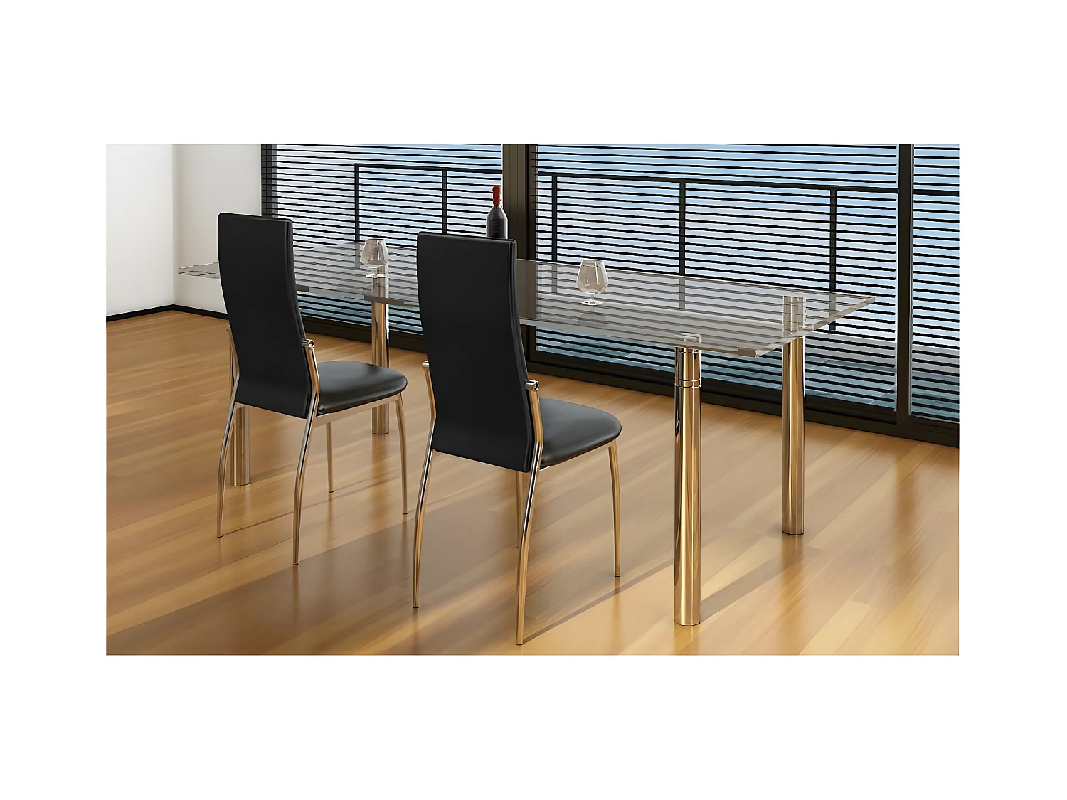 Chaises à manger lot de 2 noir similicuir
