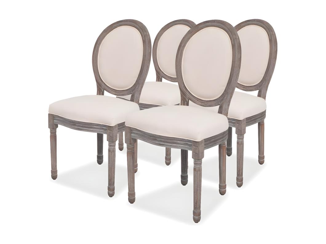 Cadeiras de jantar 4 pcs tecido cor creme