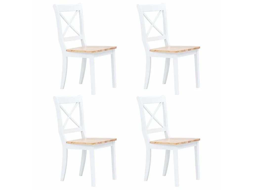 Cadeiras de jantar 4pcs seringueira maciça branco/madeira clara