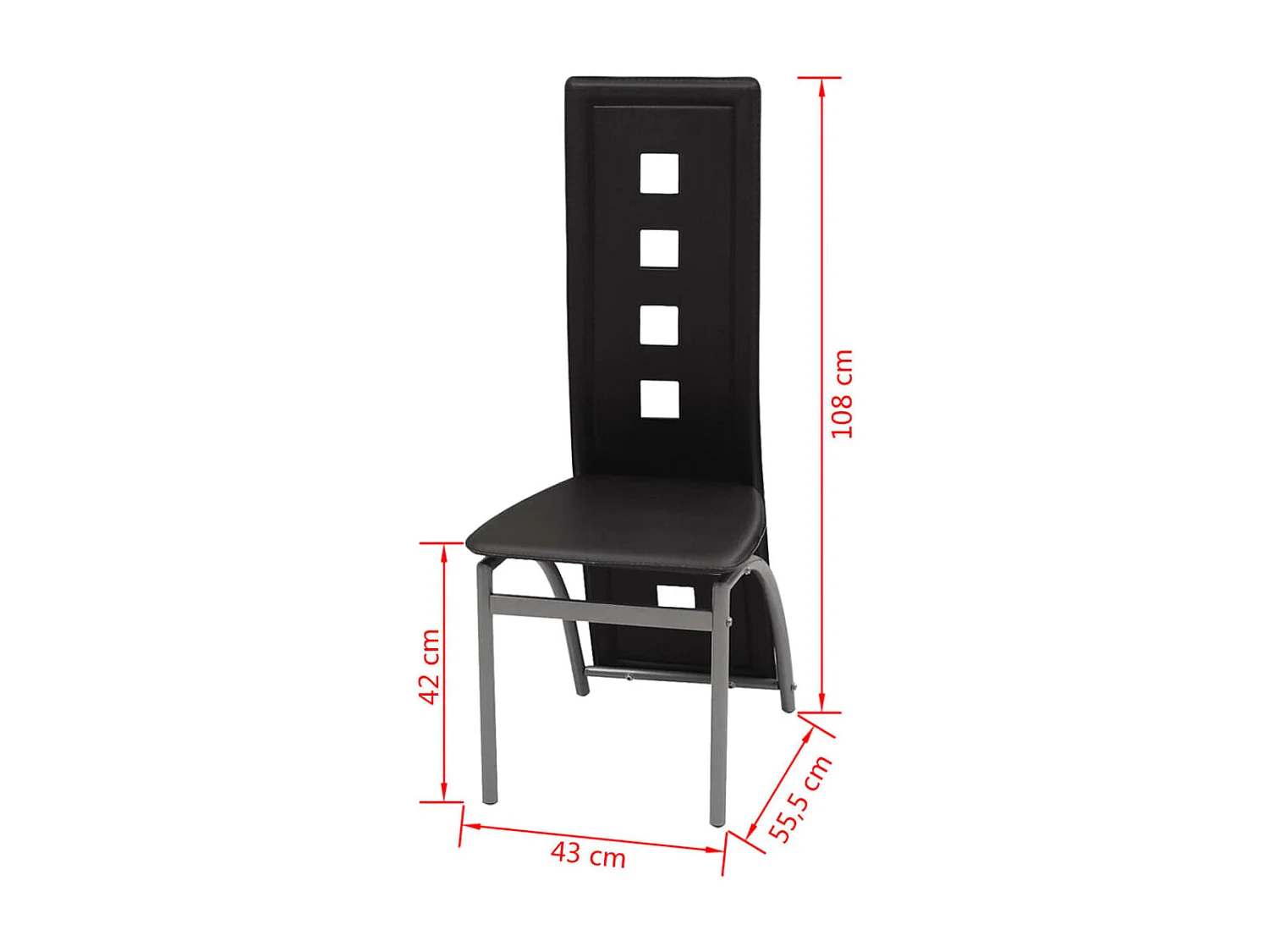 Cadeiras de jantar 2 pcs couro artificial preto