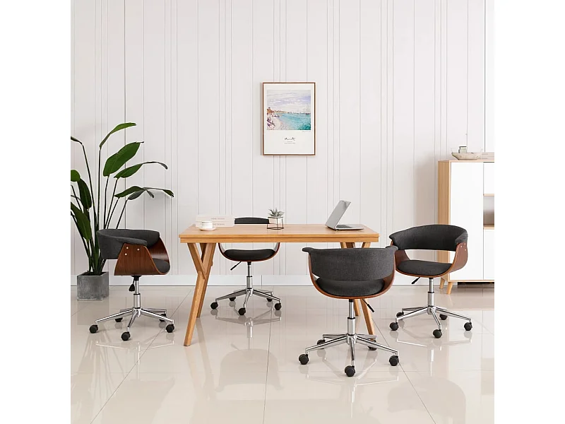 Eetkamerstoelen 4 st draaibaar stof grijs