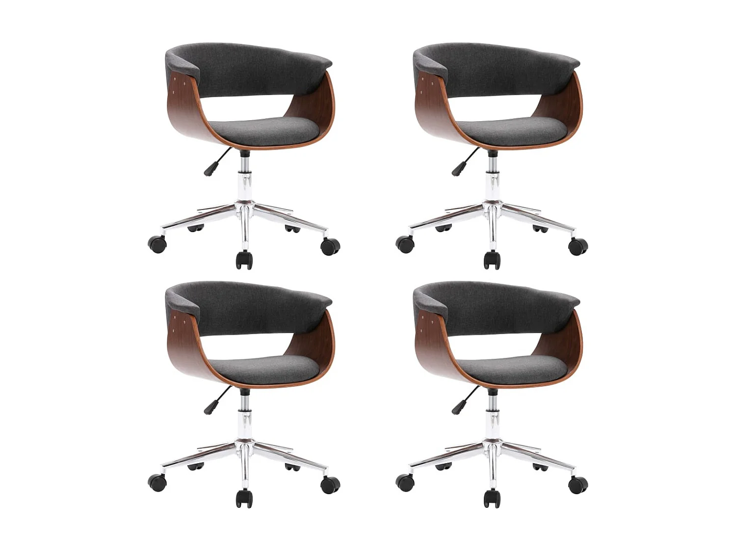 Cadeiras de jantar giratórias 4 pcs tecido cinzento