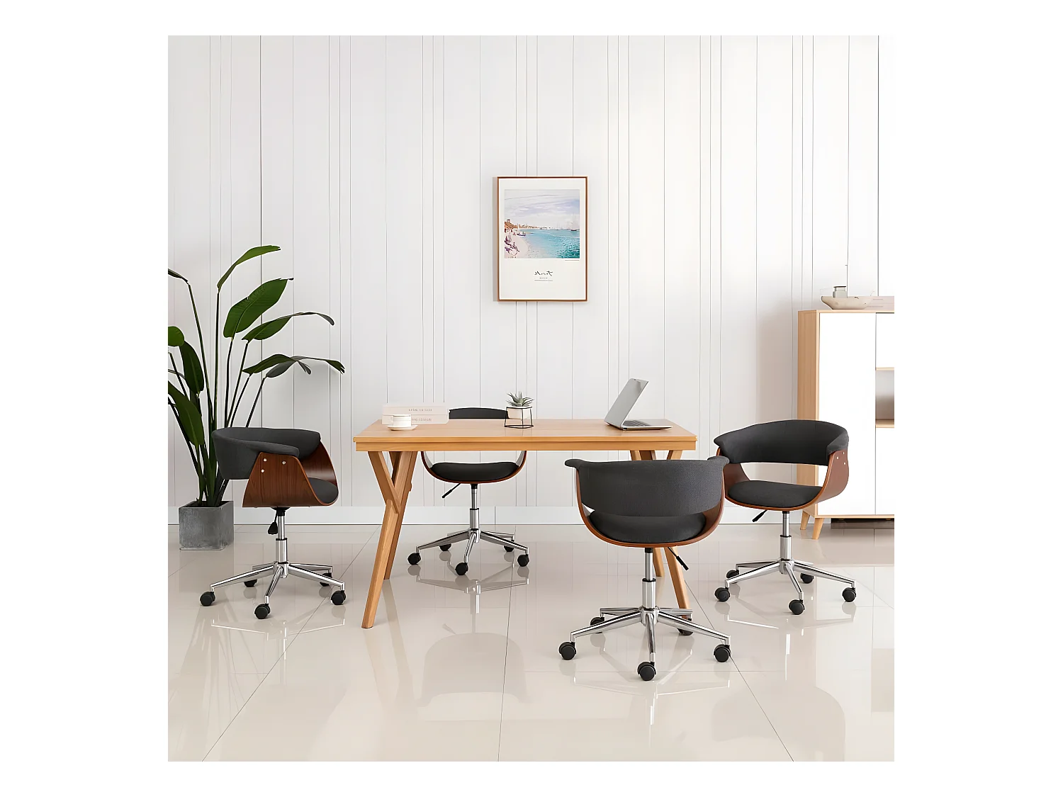 Chaises pivotantes à manger lot de 4 gris tissu