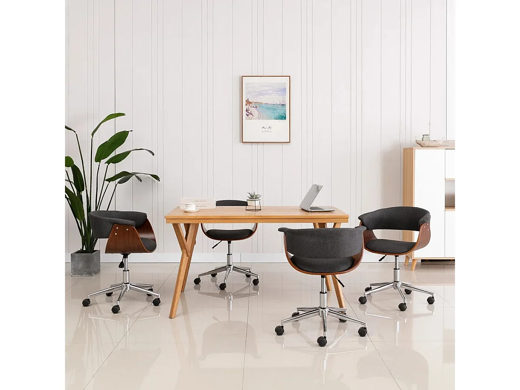 Chaises pivotantes à manger lot de 4 gris tissu