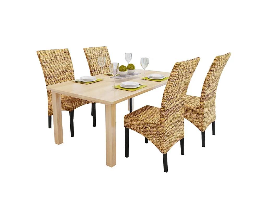 Esszimmerstühle 4 Stk. Abaca und Mango Massivholz