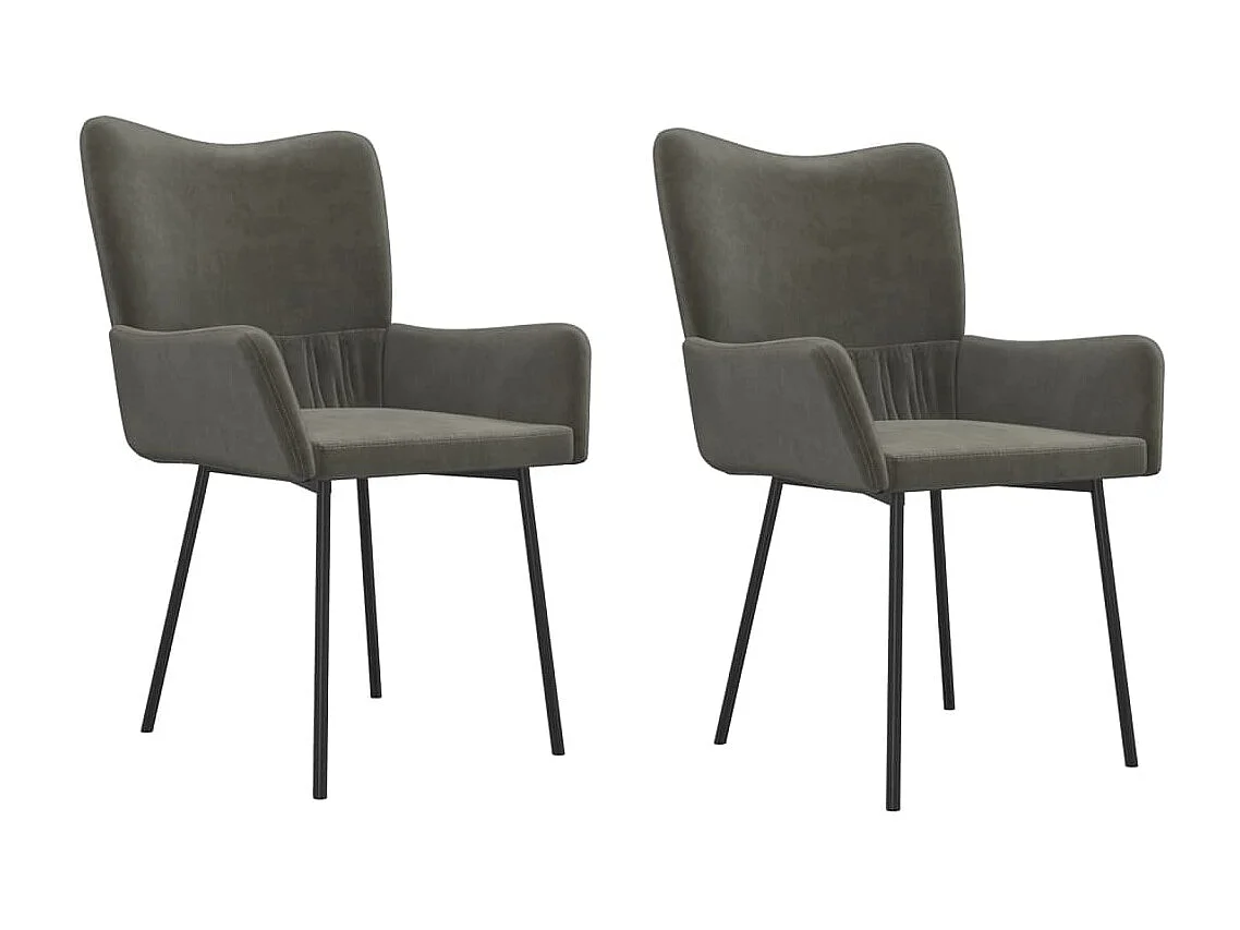 Chaises à manger lot de 2 Gris foncé Velours