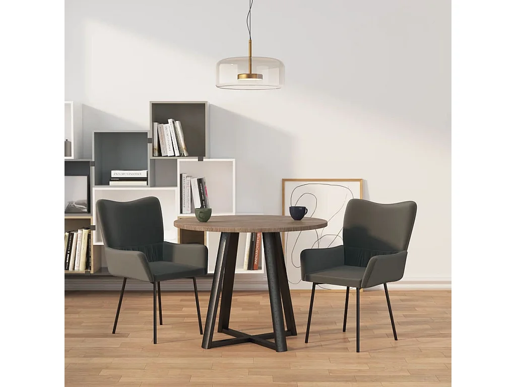 Chaises à manger lot de 2 Gris foncé Velours