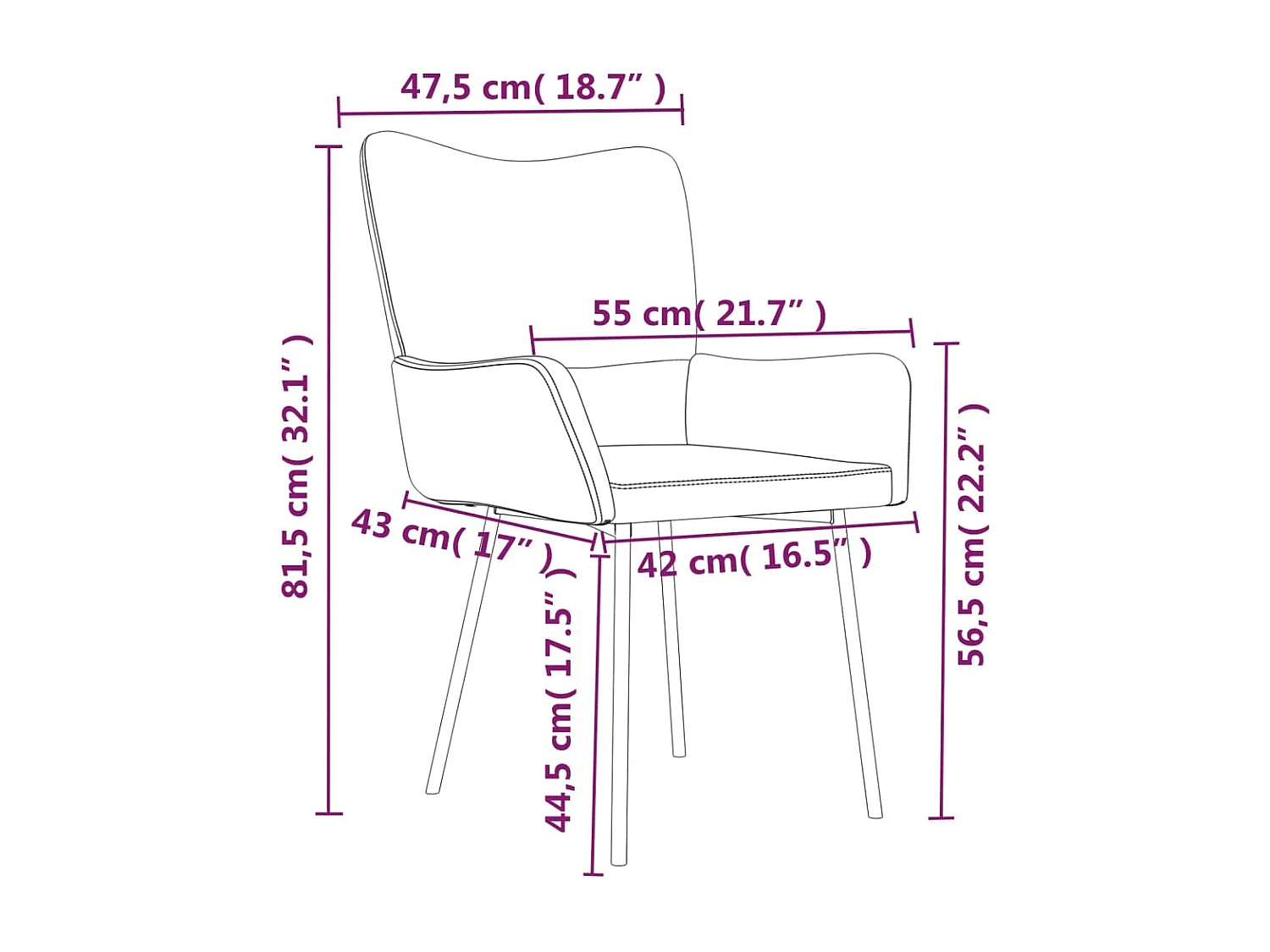 Chaises à manger lot de 2 Gris foncé Velours