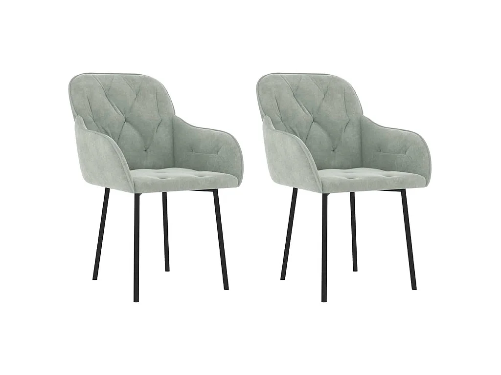 Chaises à manger lot de 2 Gris clair Velours