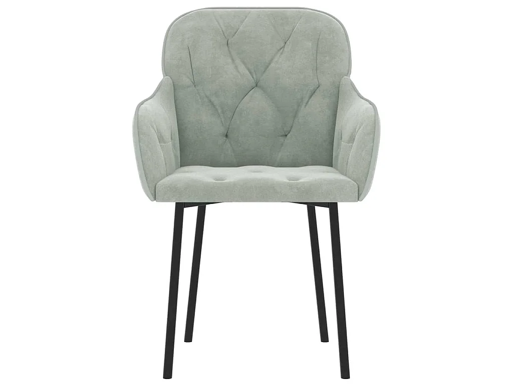 Chaises à manger lot de 2 Gris clair Velours