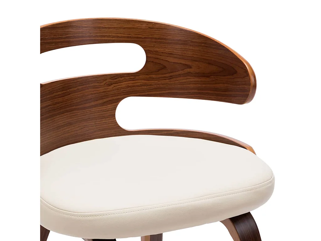 Eetkamerstoelen 4 st gebogen hout en kunstleer crèmekleurig