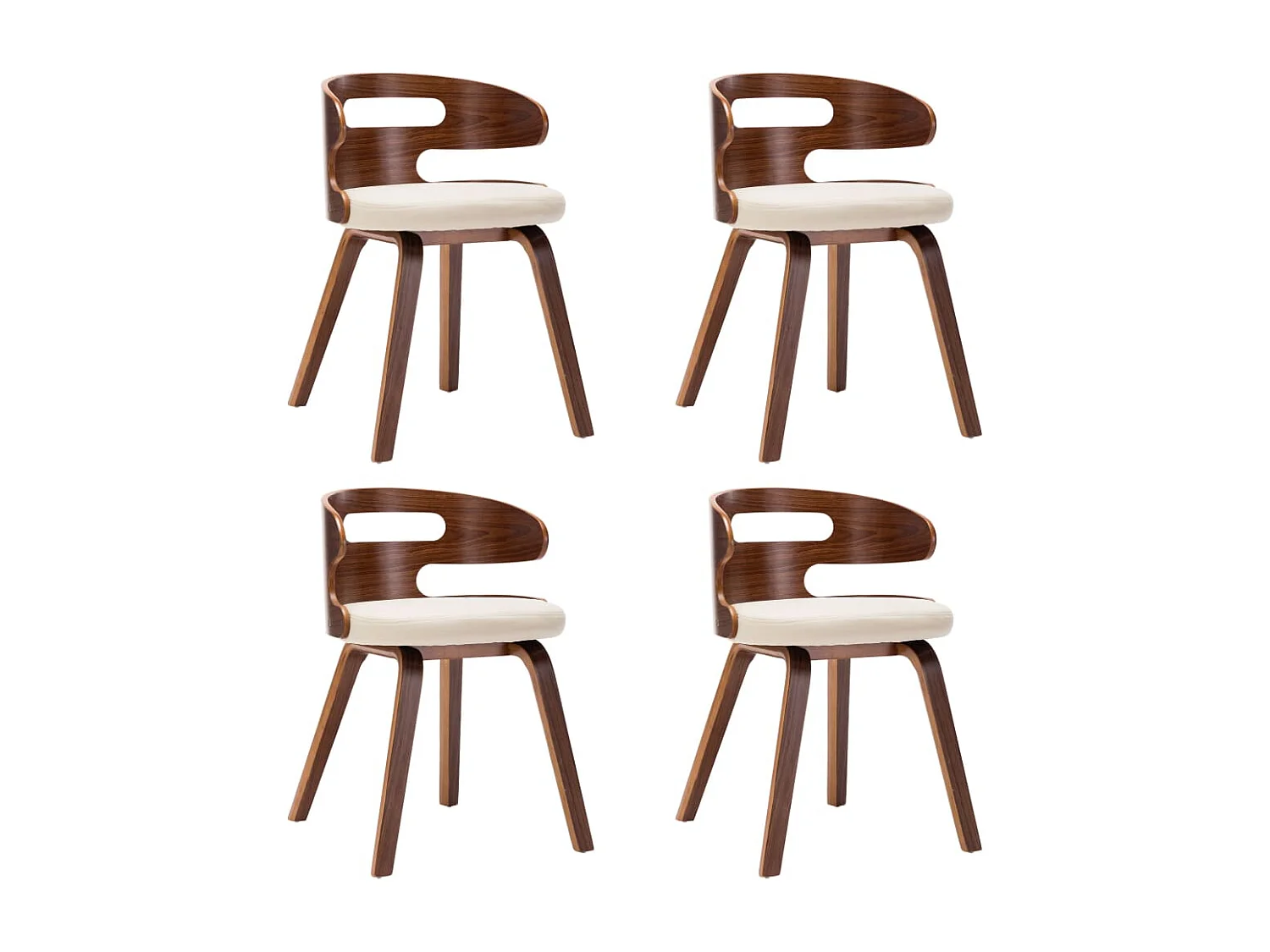 Cadeiras jantar 4 pcs madeira curvada e couro artificial creme