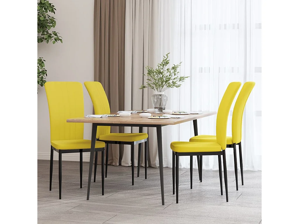 Cadeiras de jantar 4 pcs veludo amarelo mostarda