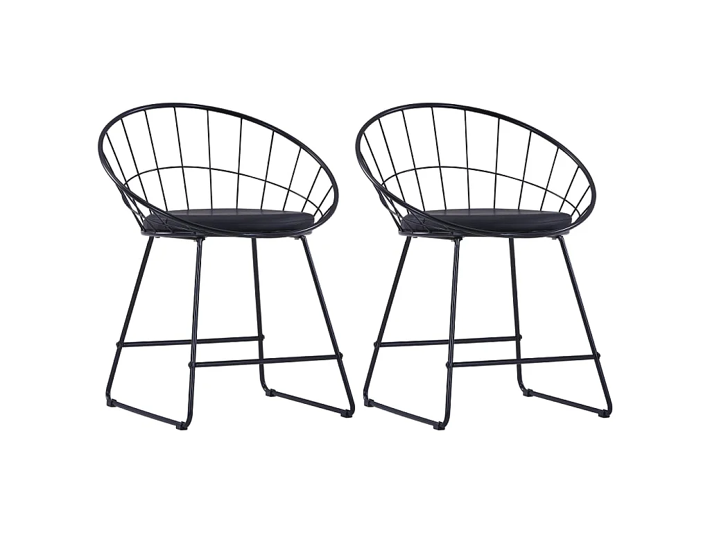 Chaises à manger Siège en similicuir lot de 2 noir acier