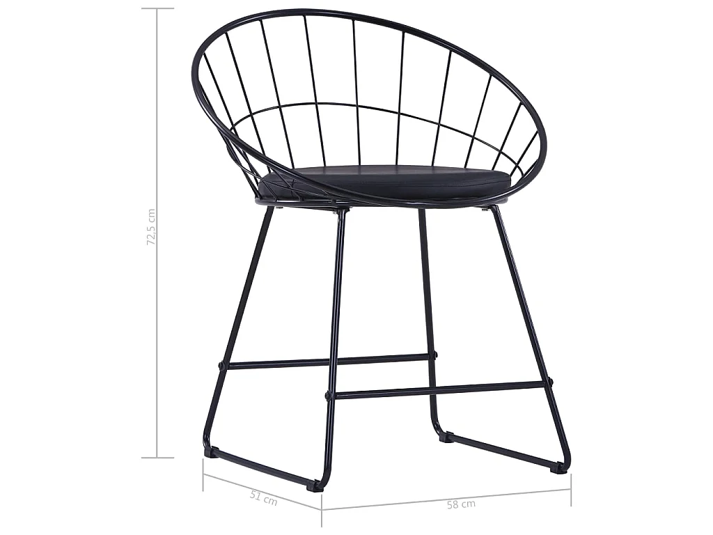 Chaises à manger Siège en similicuir lot de 2 noir acier