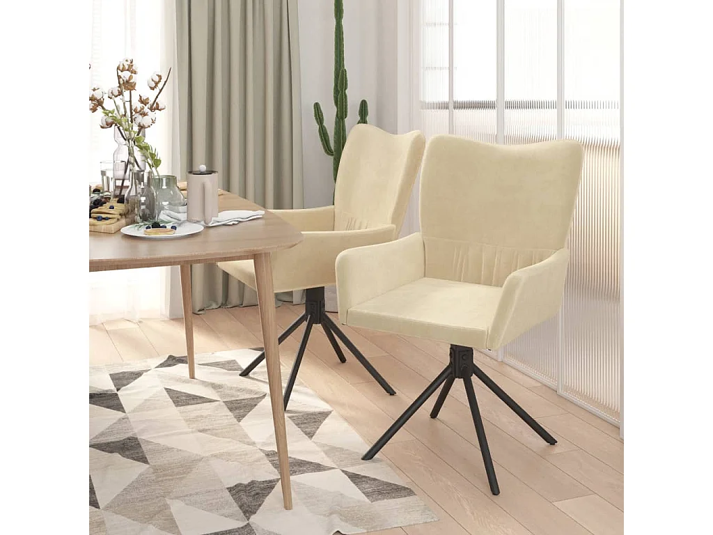 Chaises pivotantes à manger lot de 2 Crème Velours