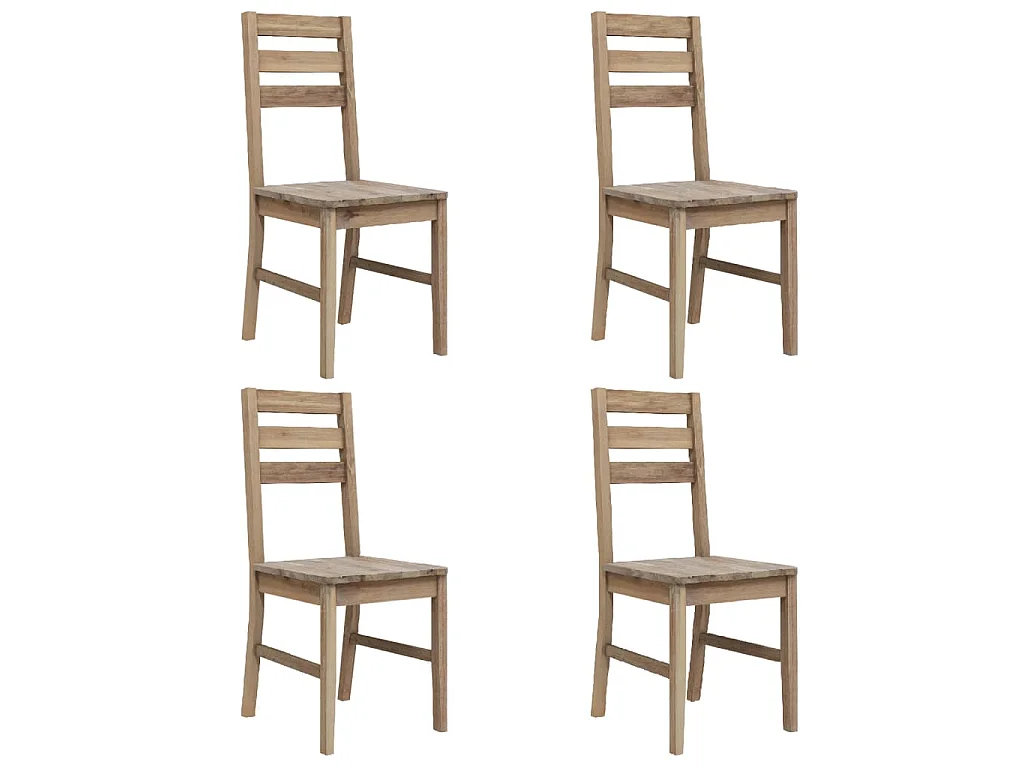 Sedie da Pranzo 4 pz in Legno Massello di Acacia