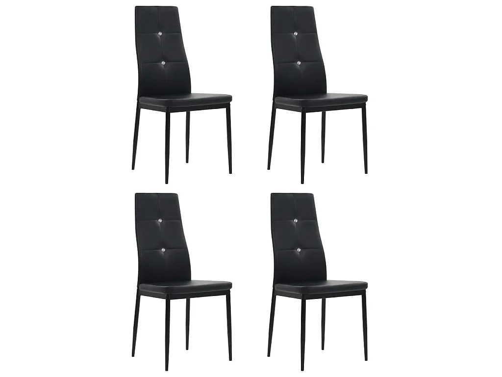 Chaises à manger lot de 4 noir similicuir