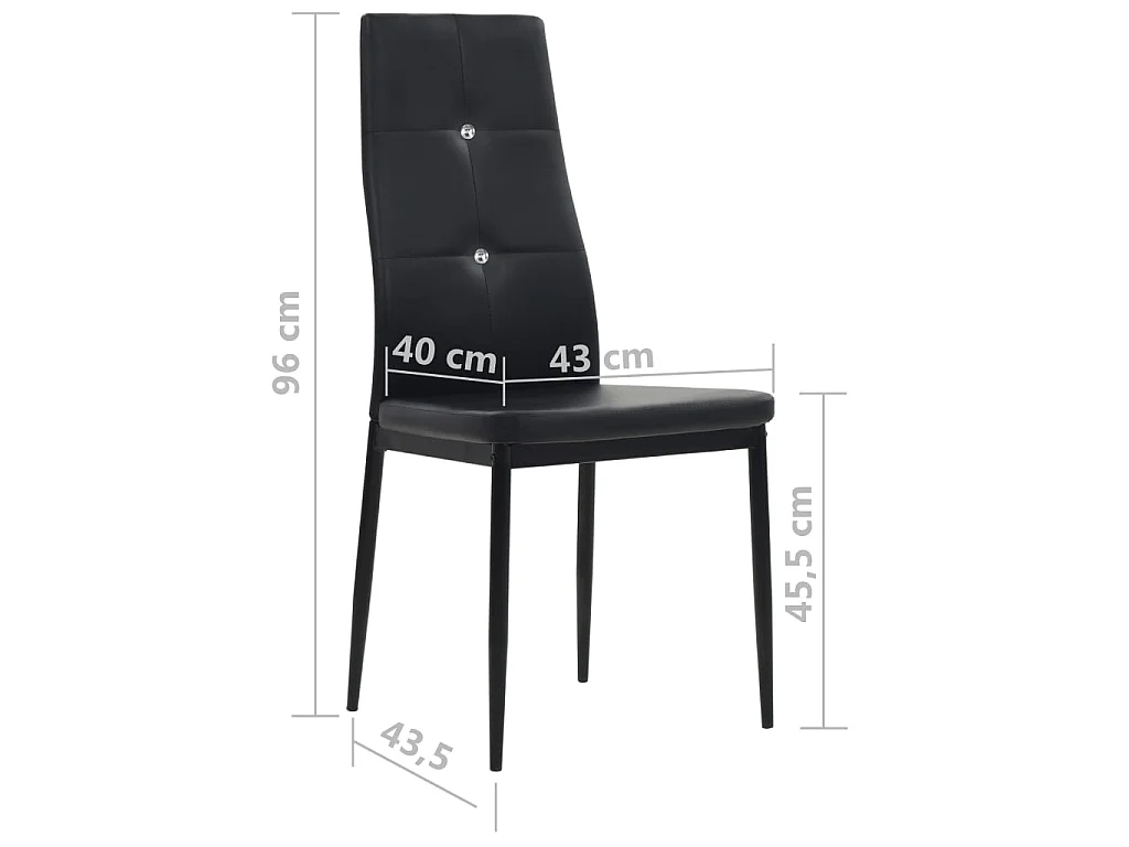 Chaises à manger lot de 4 noir similicuir