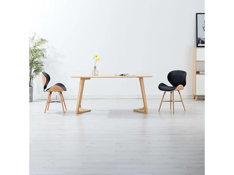 Esszimmerstühle 2 Stk. Schwarz Kunstleder und Bugholz