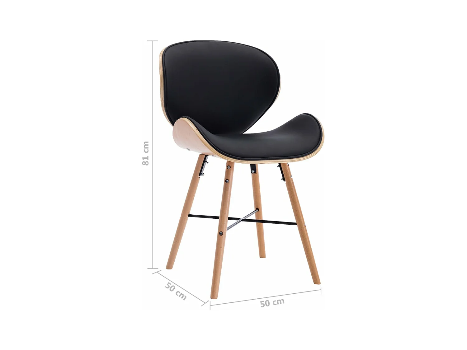 Esszimmerstühle 2 Stk. Schwarz Kunstleder und Bugholz