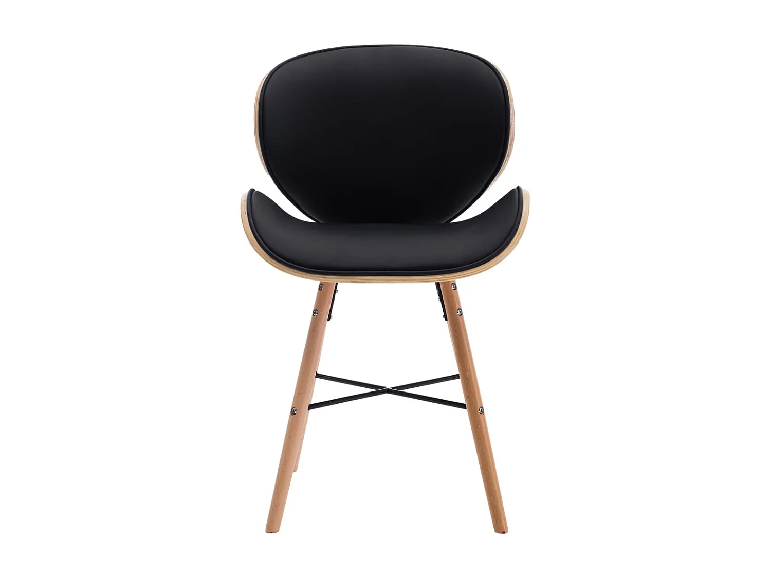 Eetkamerstoelen 2 st kunstleer en gebogen hout zwart