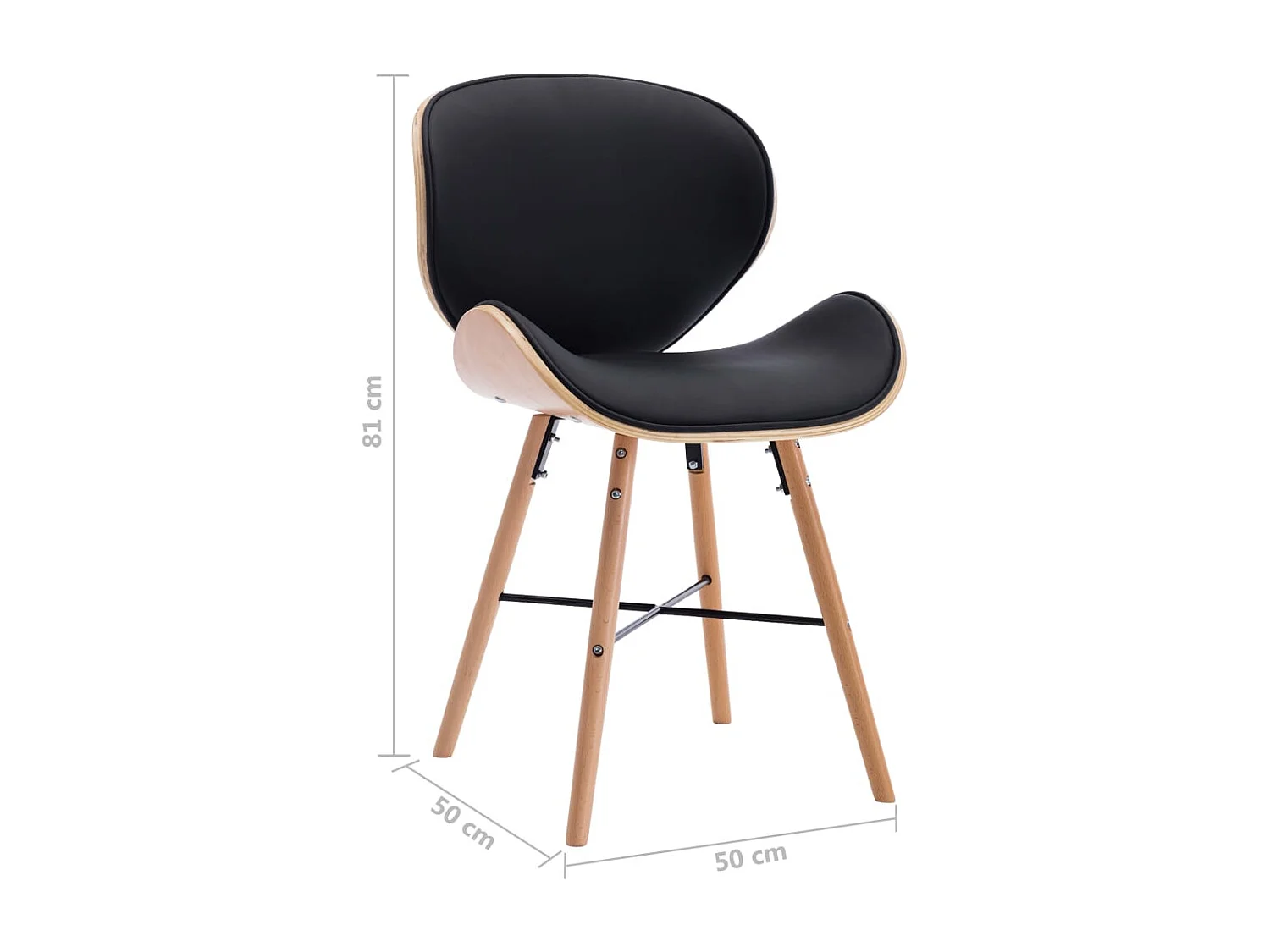 Eetkamerstoelen 2 st kunstleer en gebogen hout zwart