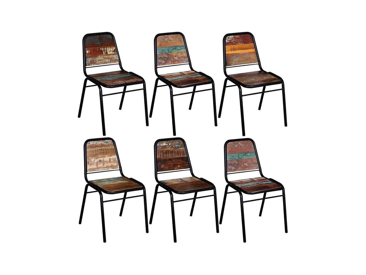 Chaises à manger lot de 6 bois de récupération solide