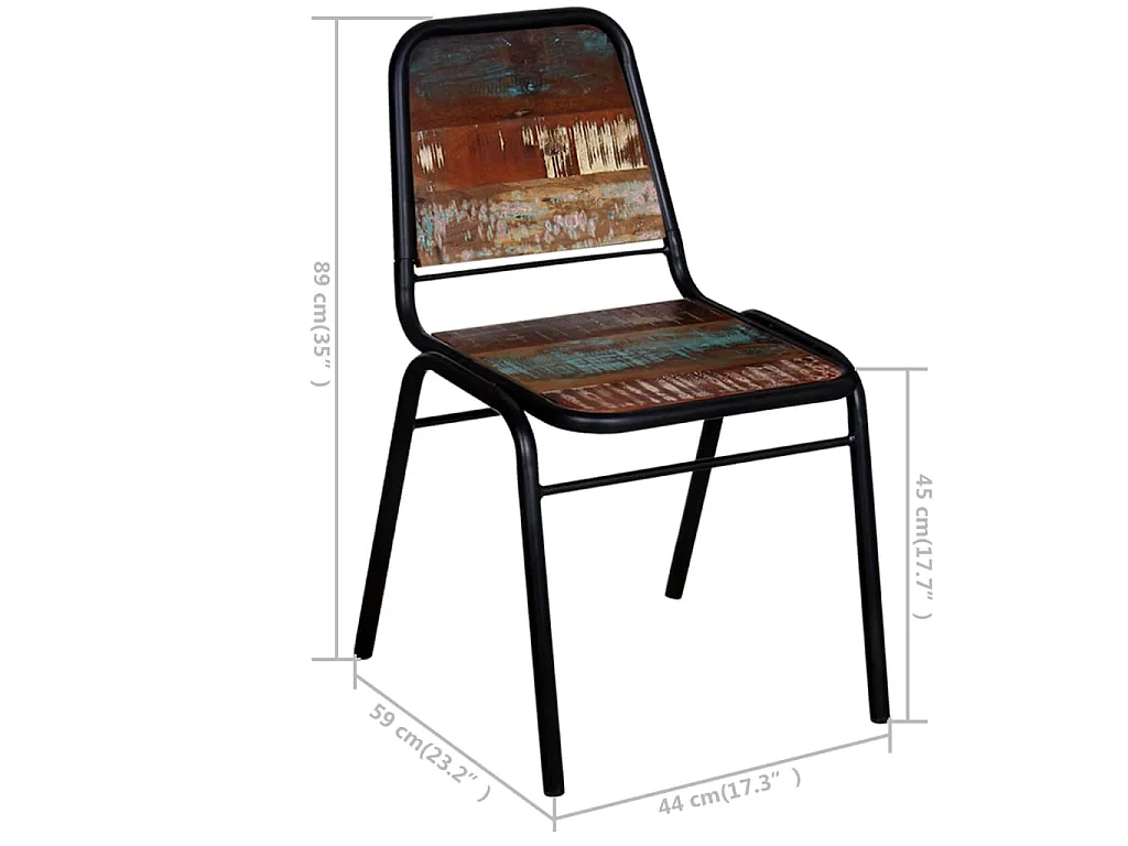 Chaises à manger lot de 6 bois de récupération solide