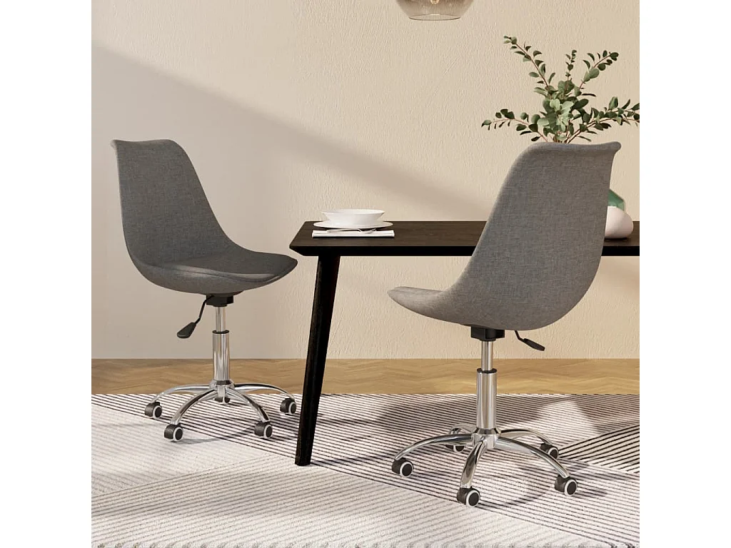 Eetkamerstoelen draaibaar 2 st stof lichtgrijs