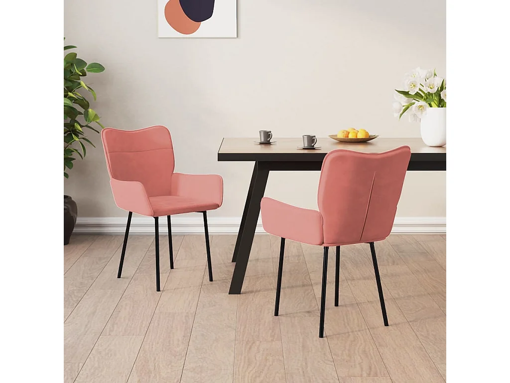 Cadeiras de jantar 2 pcs veludo rosa