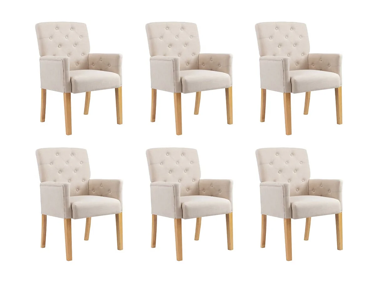 Chaises à manger avec accoudoirs lot de 6 beige tissu