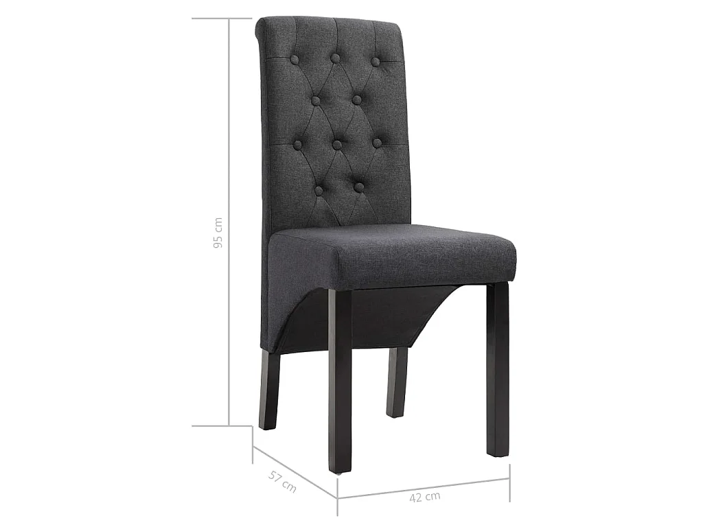 Chaises à manger lot de 2 gris foncé tissu